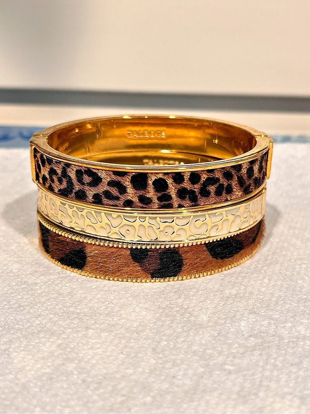 Talbots Leopard Bangle Bracelet Set Animal Print Gold-Tone Bangle Set